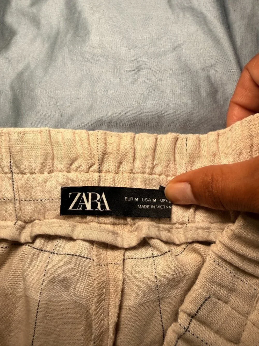 Zara Linen Wide Leg Cropped Pants Tan Beige | Women’s Medium